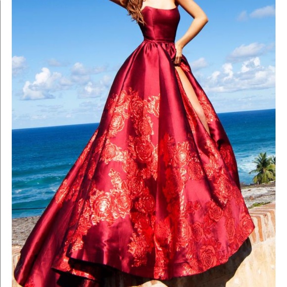 Jovani red strapless ballgown - Picture 6 of 6